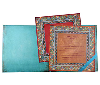Multi color and multi faith designer Indian wedding invitation