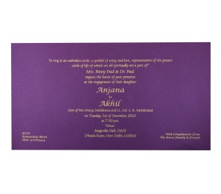 Multi faith Designer Wedding Card in Purple with Golden Patterns