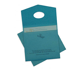 Multi Faith Indian Wedding Card in Shimmering Turquoise Blue