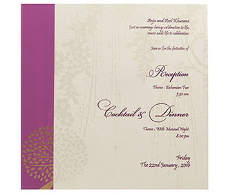 Multi-Faith Indian Wedding Invite in Ivory with Peacock Design