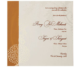Multi-Faith Indian Wedding Invite in Ivory with Peacock Design