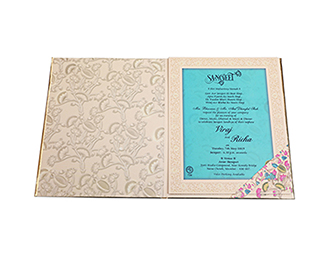 Multicolour Indian wedding invitation with beautiful flowers