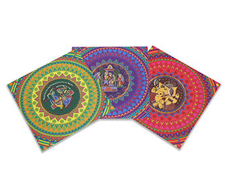 Multicolour modern Indian wedding card with mandala design