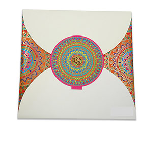 Multicolour modern Indian wedding card with mandala design