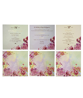 Multicolour multifaith floral Indian wedding invitation card