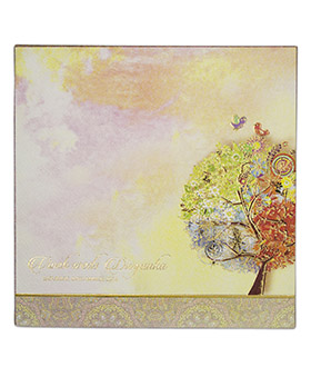 Multicolour wedding invitation card in spring theme