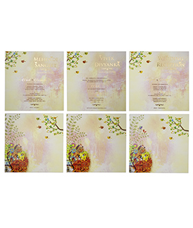 Multicolour wedding invitation card in spring theme