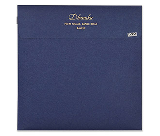 Multifaith designer wedding card in royal blue colour