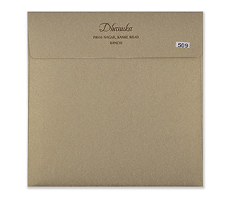 Multifaith designer wedding card in shiny light brown colour