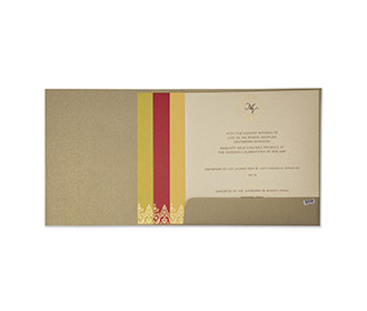 Multifaith designer wedding card in shiny light brown colour