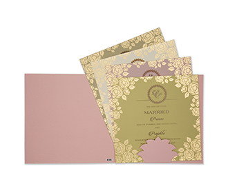 Multifaith floral wedding invitation card in baby pink