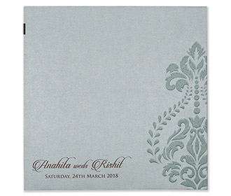 Multifaith floral wedding invitation card in mint green colour