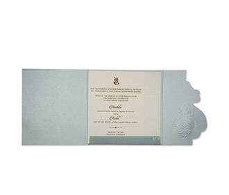 Multifaith floral wedding invitation card in mint green colour