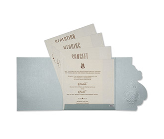 Multifaith floral wedding invitation card in mint green colour
