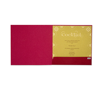 Multifaith floral wedding invitation card in red & golden colours.