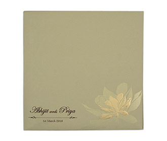 Multifaith Indian floral wedding invitation in olive green colour