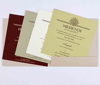 Multifaith Indian marriage card in light brown & golden