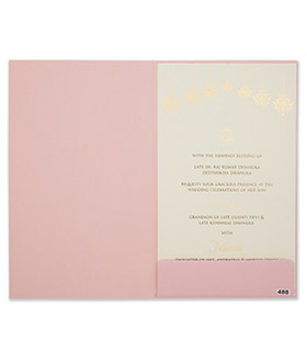 Multifaith indian wedding card in blush pink in portrait style