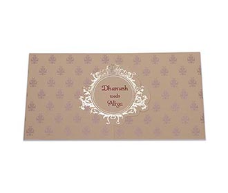 Multifaith Indian wedding card in olive green colour with gate fold - 