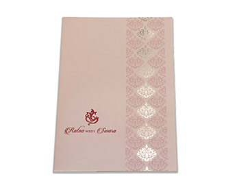 Multifaith Indian wedding invitation in blush colour