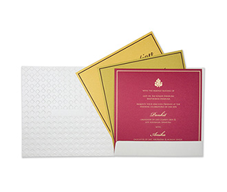 Multifaith Indian wedding invitation in Ivory and golden