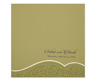 Multifaith Indian wedding invitation in olive green colour