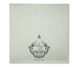 Multifaith Indian wedding invitation in Silver with decorative beads