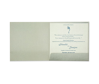 Multifaith Indian wedding invitation in Silver with decorative beads