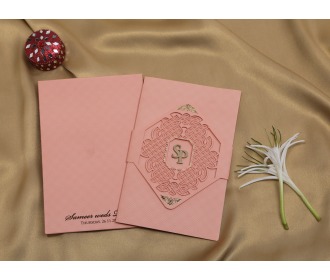 Multifaith Pink laser cut wedding invite - 