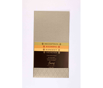 Multifaith wedding card in light brown with golden sheen
