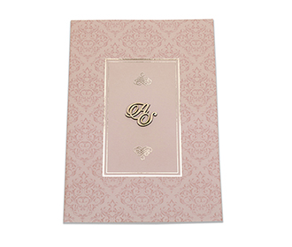 Multifaith wedding card in tan colour with lasercut name initials