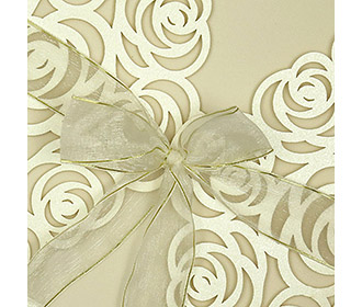 Multifaith wedding card with floral laser cut design in Ivory