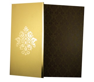 Multifaith Wedding Card in Brown & Golden with Gate Fold Design
