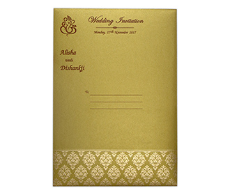 Multifaith wedding invitation in shades of Golden