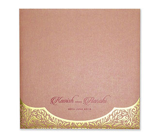 Multifaith wedding invite in elegant pink and golden colour