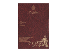 Muslim Wedding Card in Golden & Firebrick Colour