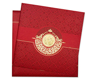 Muslim wedding invitation card in red & golden