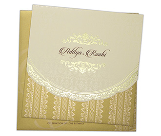 Muslim wedding invitation in cream and golden colour