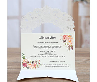 Navu blue wedding invitation with beautiful blue and cream lasercut design