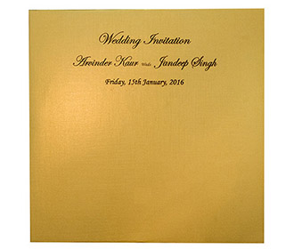 Olive Green Wedding Invite with Golden Motifs