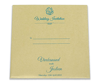 Paisley theme laser cut wedding invite in blue colour