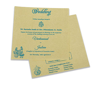 Paisley theme laser cut wedding invite in blue colour