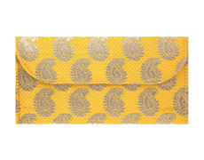 Paisley Wedding Shagun Envelope in Vibrant Yellow And Golden