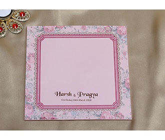 Pastel colour floral Indian wedding invitation card