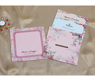 Pastel colour floral Indian wedding invitation card