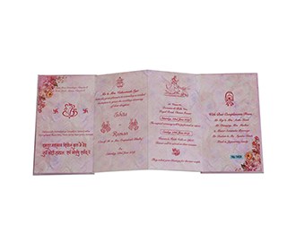 Pastel colour four fold accordion wedding invitation card