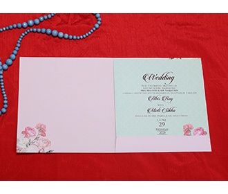 Patel pink colour floral Indian wedding invitation card