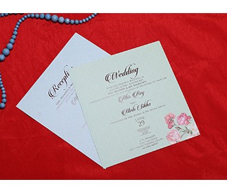 Patel pink colour floral Indian wedding invitation card
