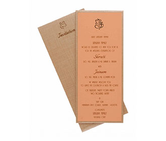 Peach Colored Indian Wedding Card with Cardboard Pullout Insert