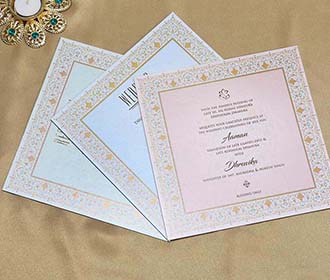 Peach Colour Floral Indian Wedding Invitation Card